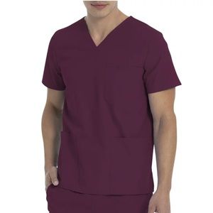 Scrubstar 
Unisex Solid V-neck Scrub Top “Wine”